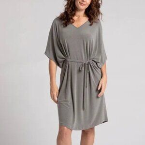 SYMPLI - V-Neck Slouchy Dress w/Tie - Melange Sand - Size 10 - NWT